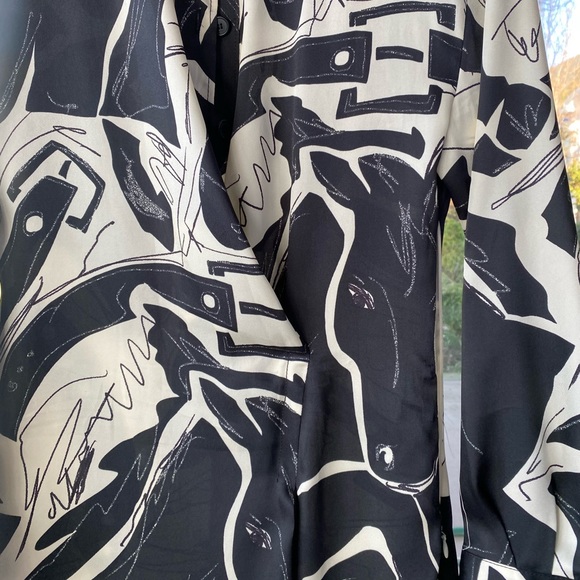 Cream and black patterned maxi dress - Picture 2 of 4